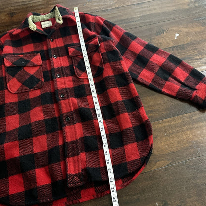 Vintage Penneys Towncraft Red Black Plaid Flannel Shirt Sz M Checker 60s 70s