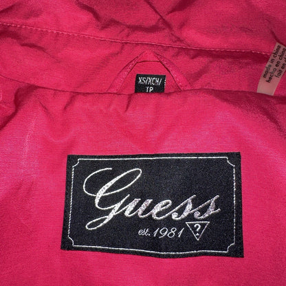 GUESS Pink Belted Peacoat Wmn Sz XS VTG Button Detail Zipper Trench Cute