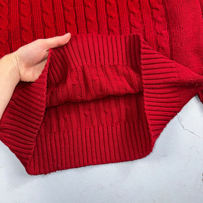 Vintage Wellington Acrylic Sweater XL Mens 80s Crewneck Red Cable Knit Fisherman