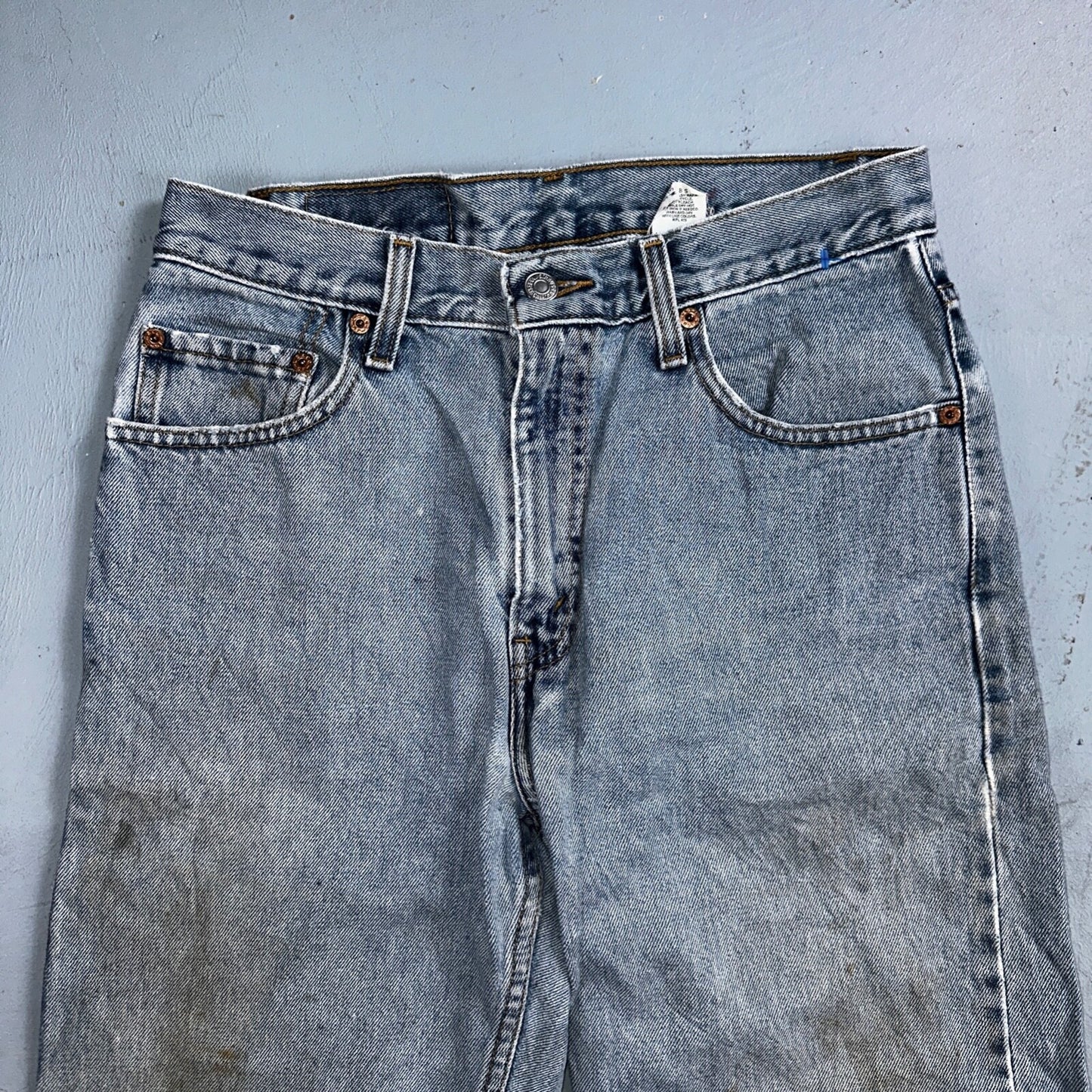 Levis 505 Vintage 90s Columbia Straight Leg Jeans Blue Light Wash 30x34 Ac 28x33