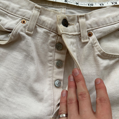 Vintage 80s Levis 501 USA 30x24 Tag Jeans 80s White Bleach Wash Act Worn Capri