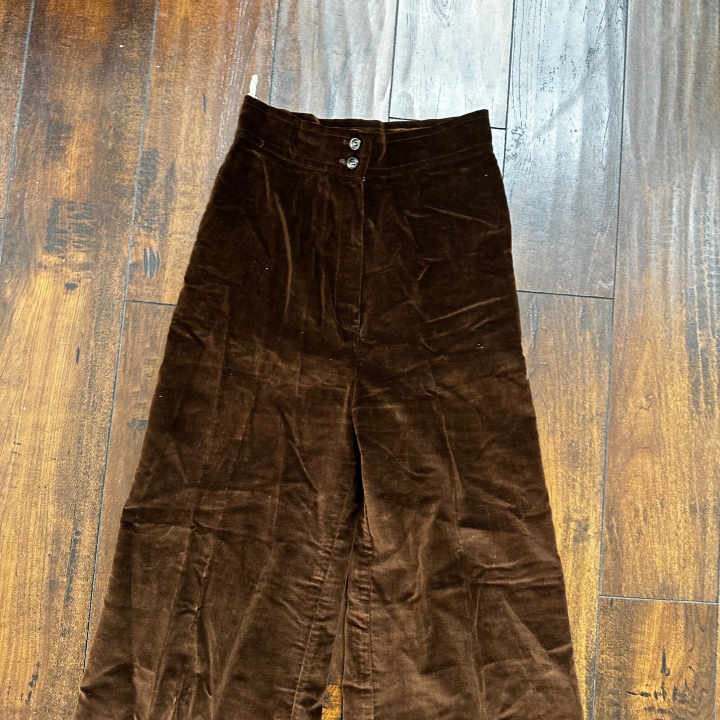 VTG Jantzen 1970s Pants 23x30 Brown Velour High Waist Flair Rockabilly 8