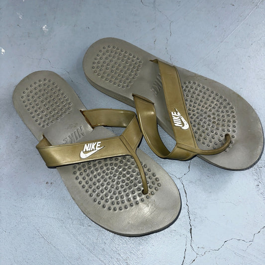 Nike Vintage Waffle Flip Flop Sandals Gray Retro 70s 80s Medium Size Worn 1980s
