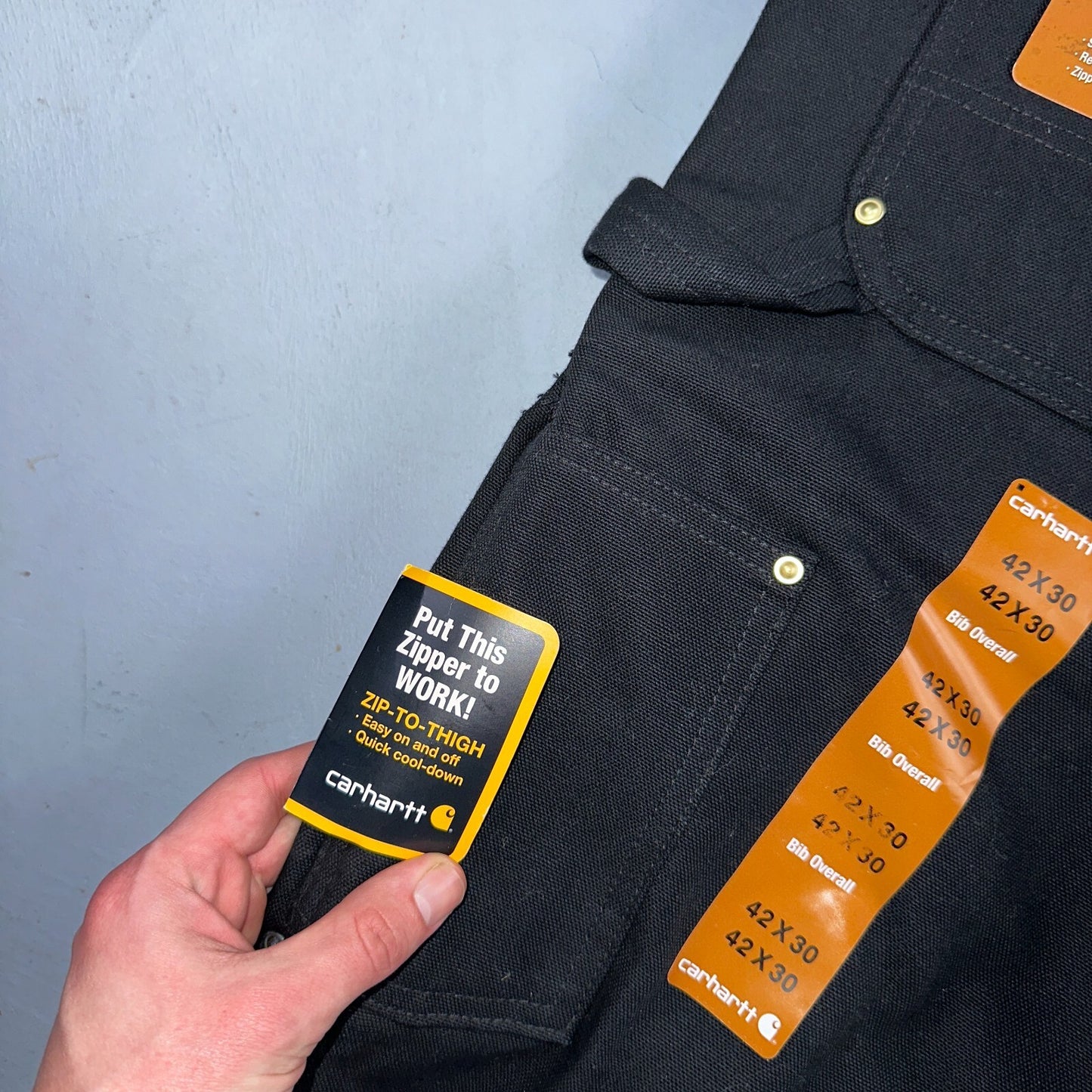 Carhartt R41 Quilt Lined Bib Overalls Mens 42x30 Black Duck Double Knee Tags VTG