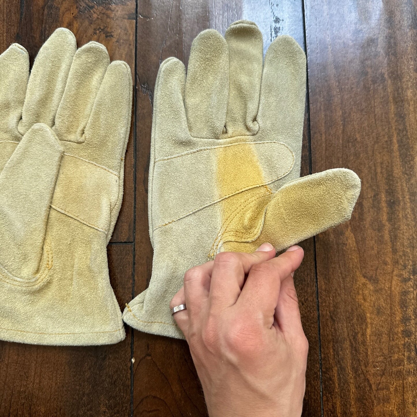 Vtg Wells Lamont Cowhide Leather Work Gloves L Chevy Western Freddy Krueger