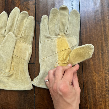 Vtg Wells Lamont Cowhide Leather Work Gloves L Chevy Western Freddy Krueger