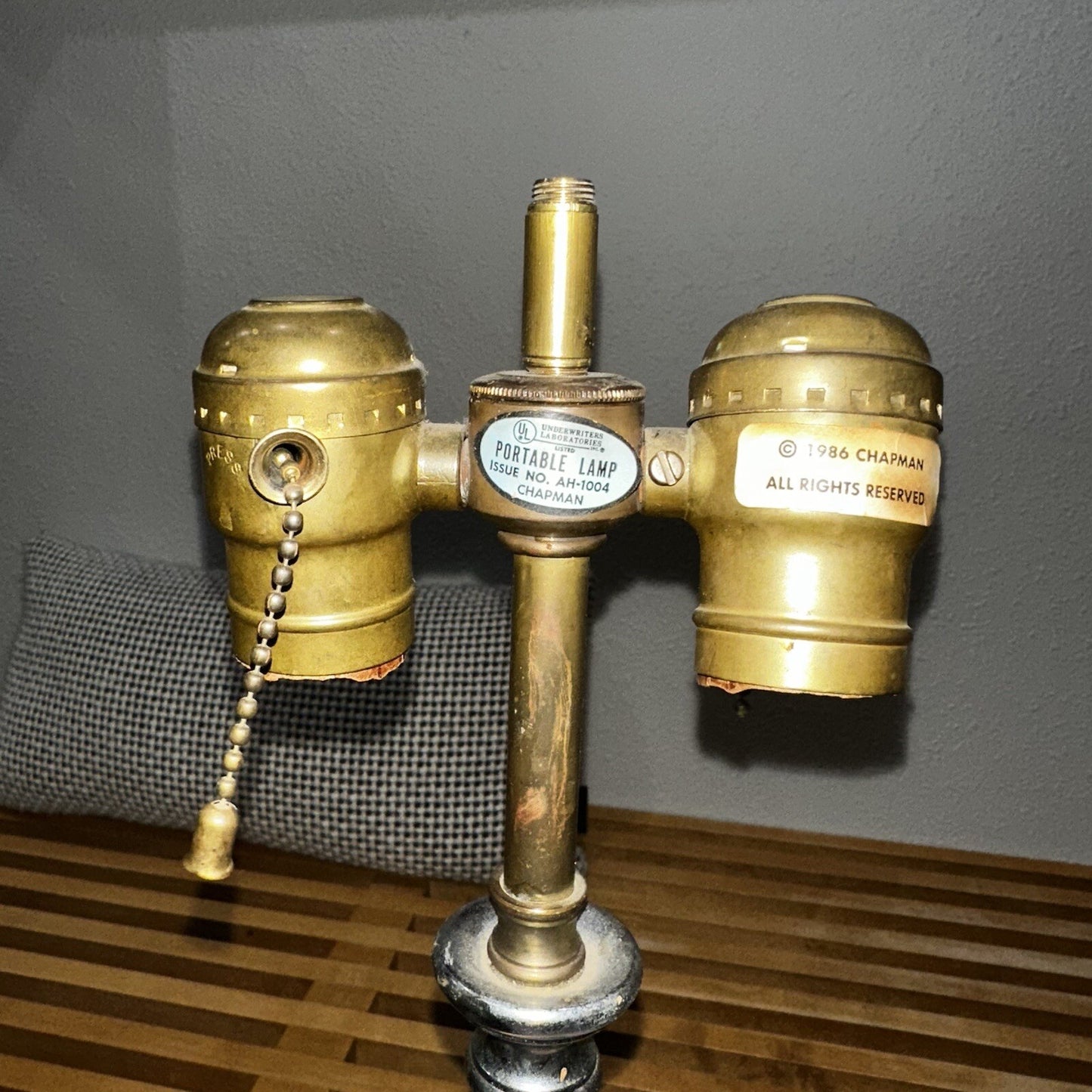 Pair 1986 CHAPMAN Tall Brass Horn Shaped Lamps 1985 Vintage MCM Design Nelson