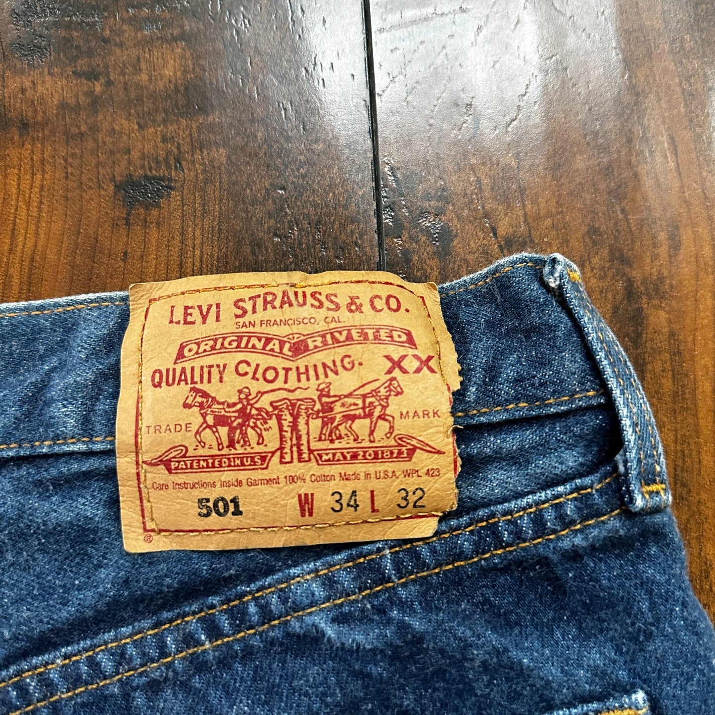 Levis 501 Vintage 90s USA XX Straight Leg Jeans Blue Med Wash 34x32 Act 31x30