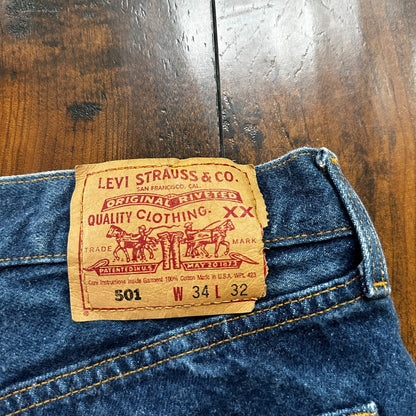 Levis 501 Vintage 90s USA XX Straight Leg Jeans Blue Med Wash 34x32 Act 31x30