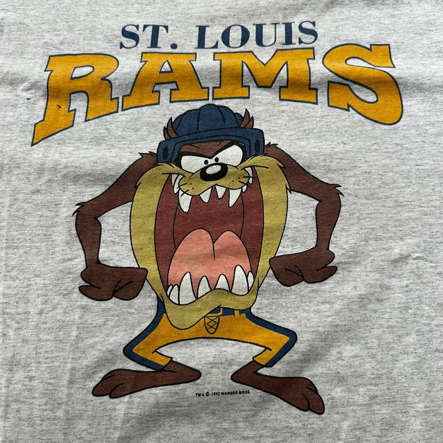 St Louis RAMS VTG T Shirt 90s Warner Bros Cute Taz Sports Missouri Rare Rap