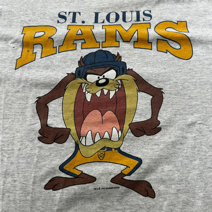 St Louis RAMS VTG T Shirt 90s Warner Bros Cute Taz Sports Missouri Rare Rap