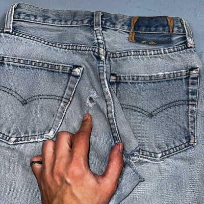 Levis 501 Vintage 80s Redline Selvedge USA XX Jeans Light Wash 27x34 Act 25x29