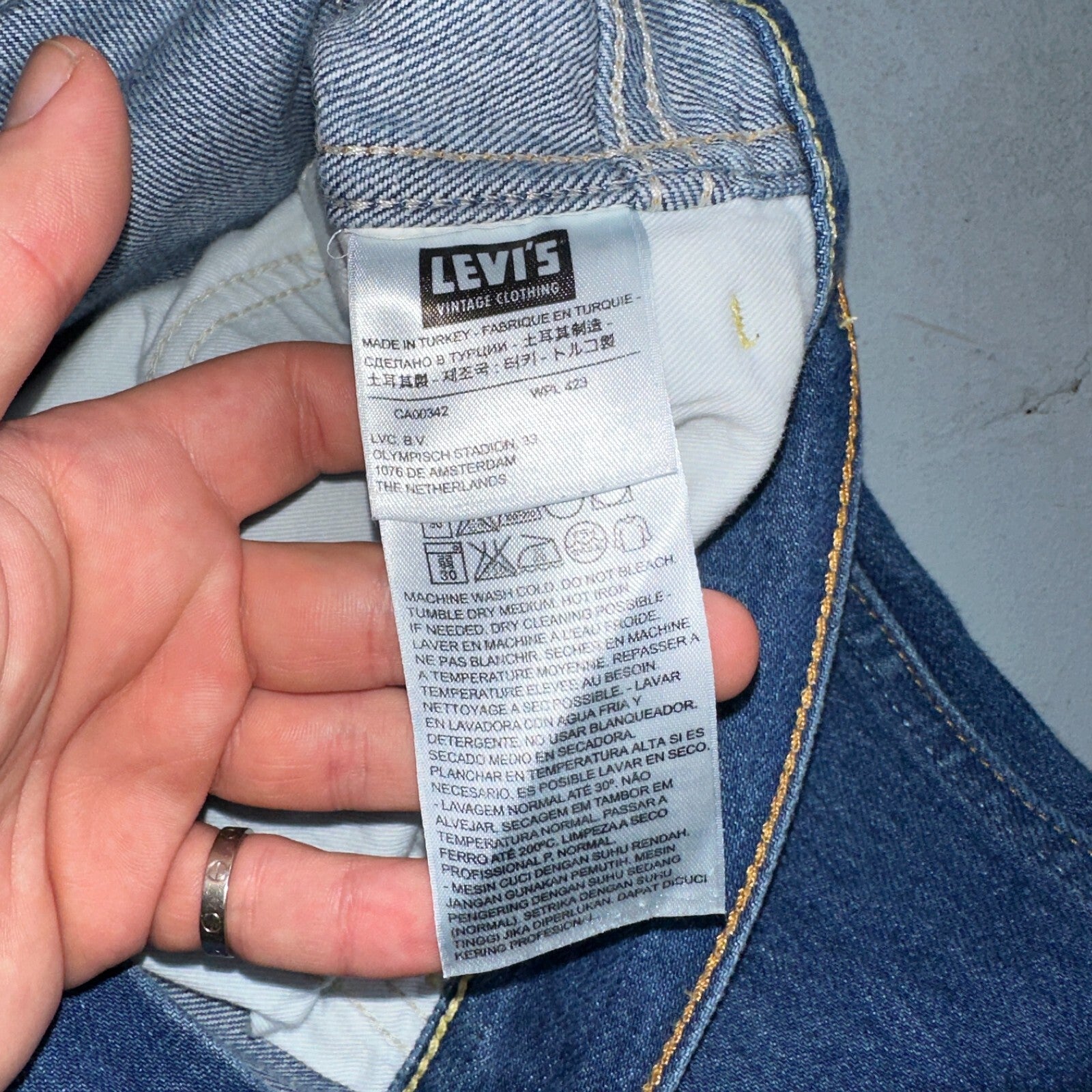 Levis 605 Vintage LVC Orange Tab Slim Blue Med Wash Y2K 36x34 Jeans Act 36x32