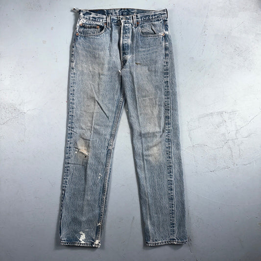 Levis 501 Vintage 90s USA XX Straight Leg Jeans 33x36 Light Wash Act 30x30