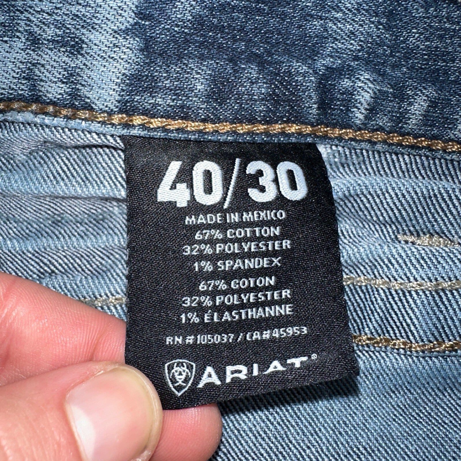 Ariat Rebar Jeans Men's 40x30 Blue M4 Low Rise DuraStretch Edge Boot Cut Western