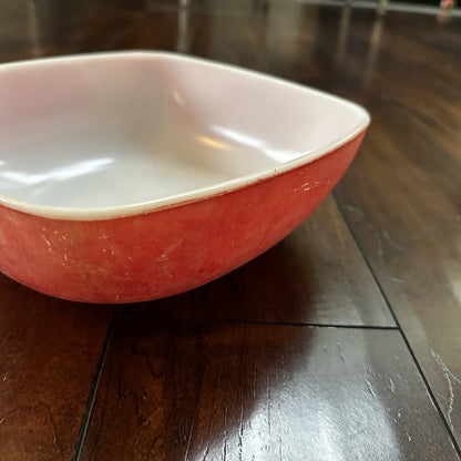 VTG RED PYREX 2.5 QT SQUARE CASSEROLE DISH 625B-025 Faded AMAZING