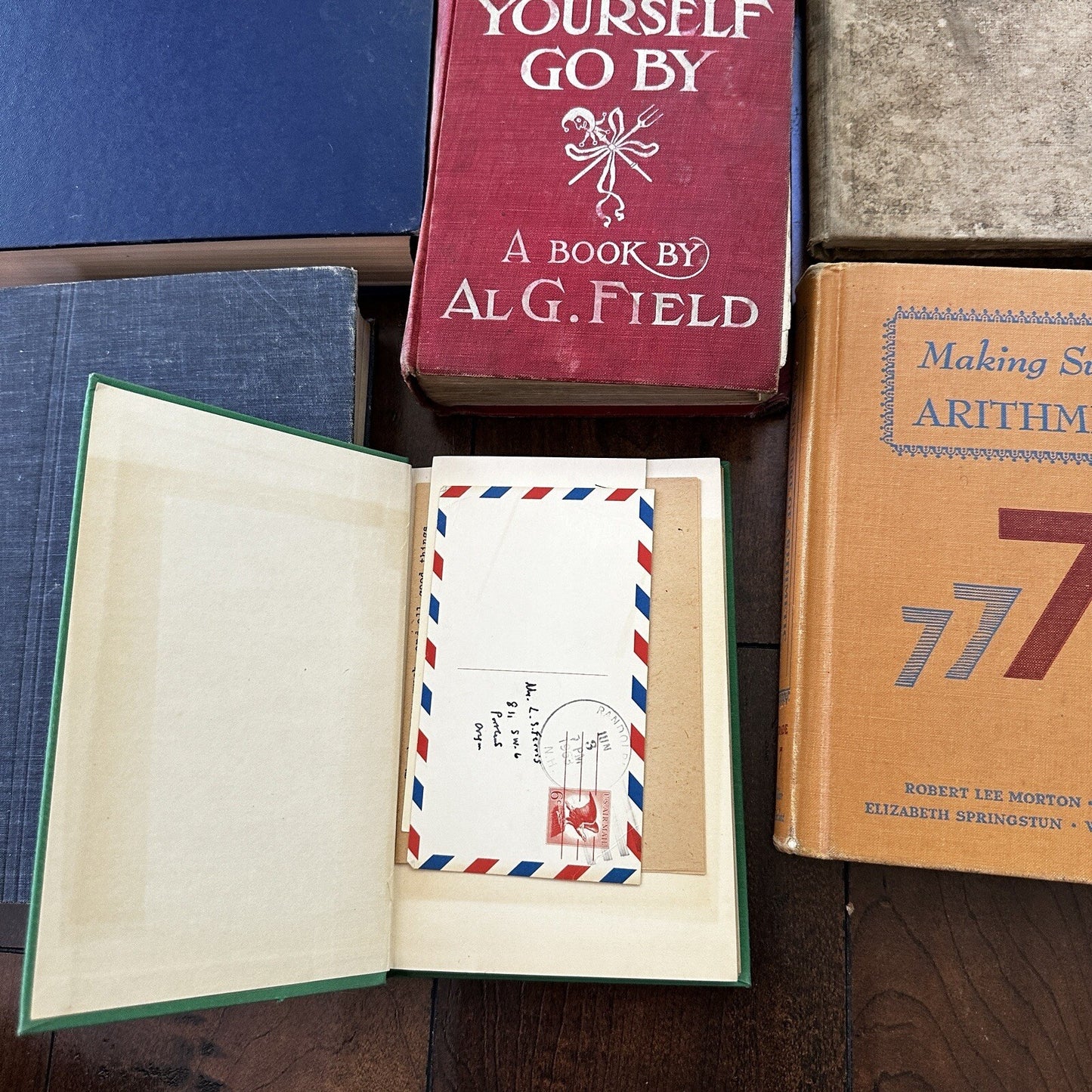 Lot 18 Cool Old Vintage Antique Rare Hardcover Random Books Green Coffee Table