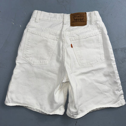 Vintage 90s Levis 950 White Denim Orange Tab Relaxed Shorts 7 High Waist