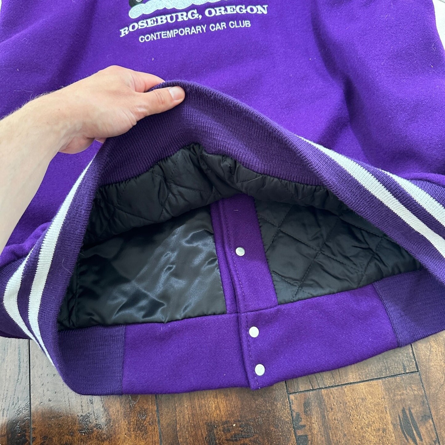 VTG Stray Angels Varsity Leather Letterman 70s Jacket XL Portland Cars Racing