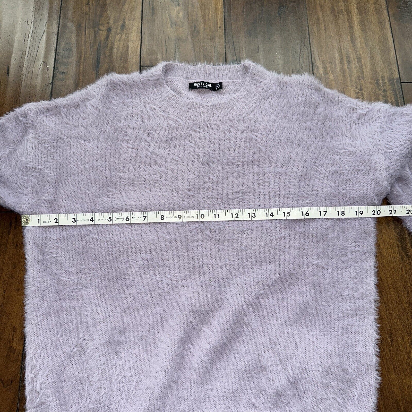Nasty Gal Womens Fuzzy Sweater Purple Crew Neck Long Sleeve Mohair Vtg Style