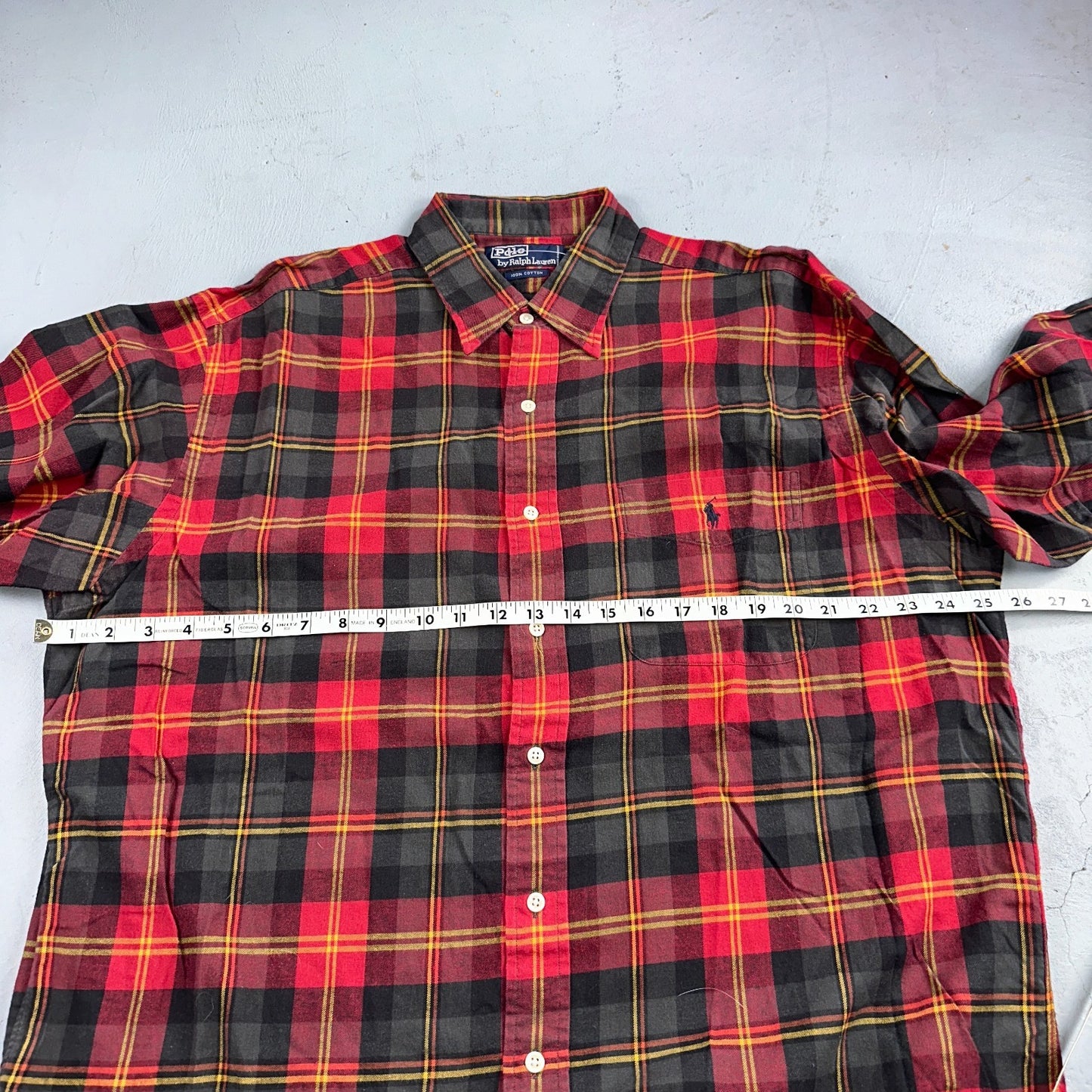 Polo Ralph Lauren Mens Long Sleeve Button Down Shirt Size L Plaid Green Red