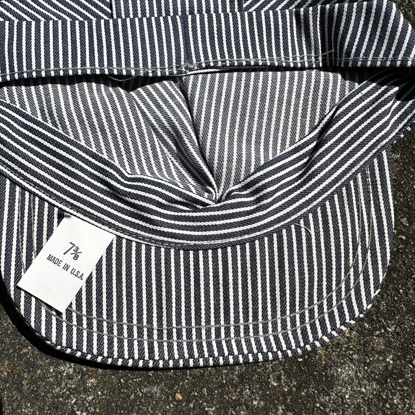 Railroad Engineer Striped Conductor Hat Cap Blue White Trucker 7 3/8 Rockabilly