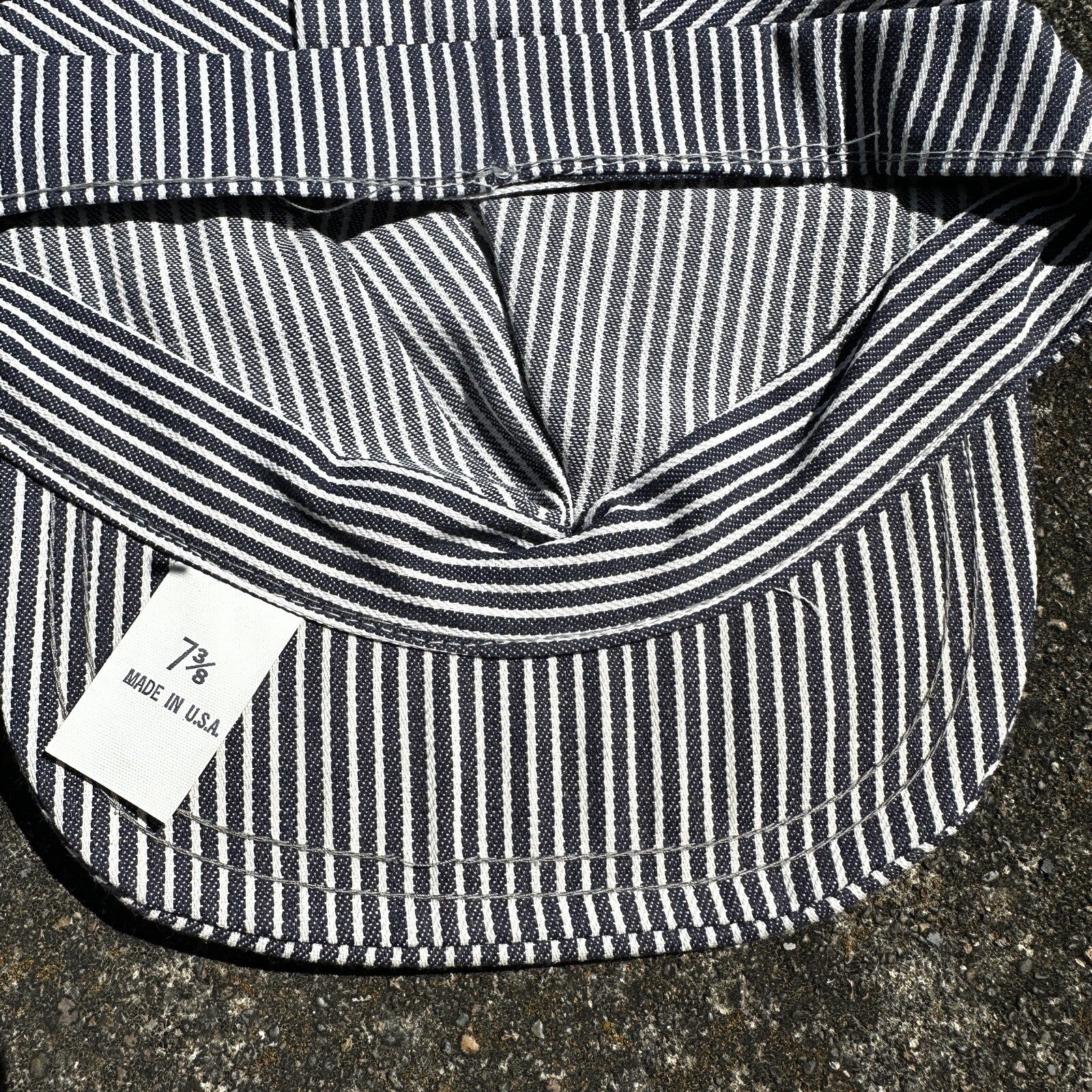 Railroad Engineer Striped Conductor Hat Cap Blue White Trucker 7 3/8 Rockabilly