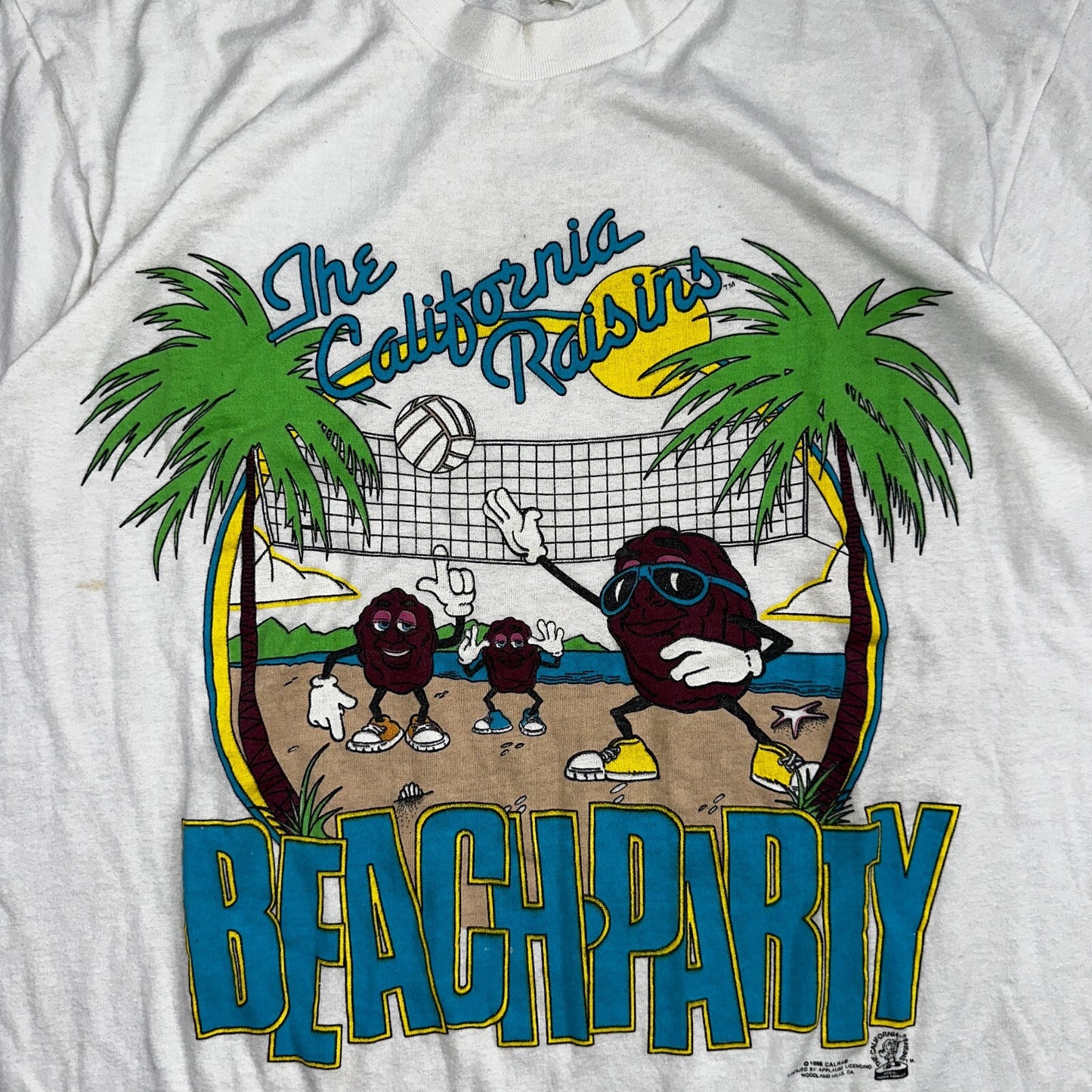 1988 The California Raisins VTG T Shirt Beach Party Volleyball Palm Trees 80s