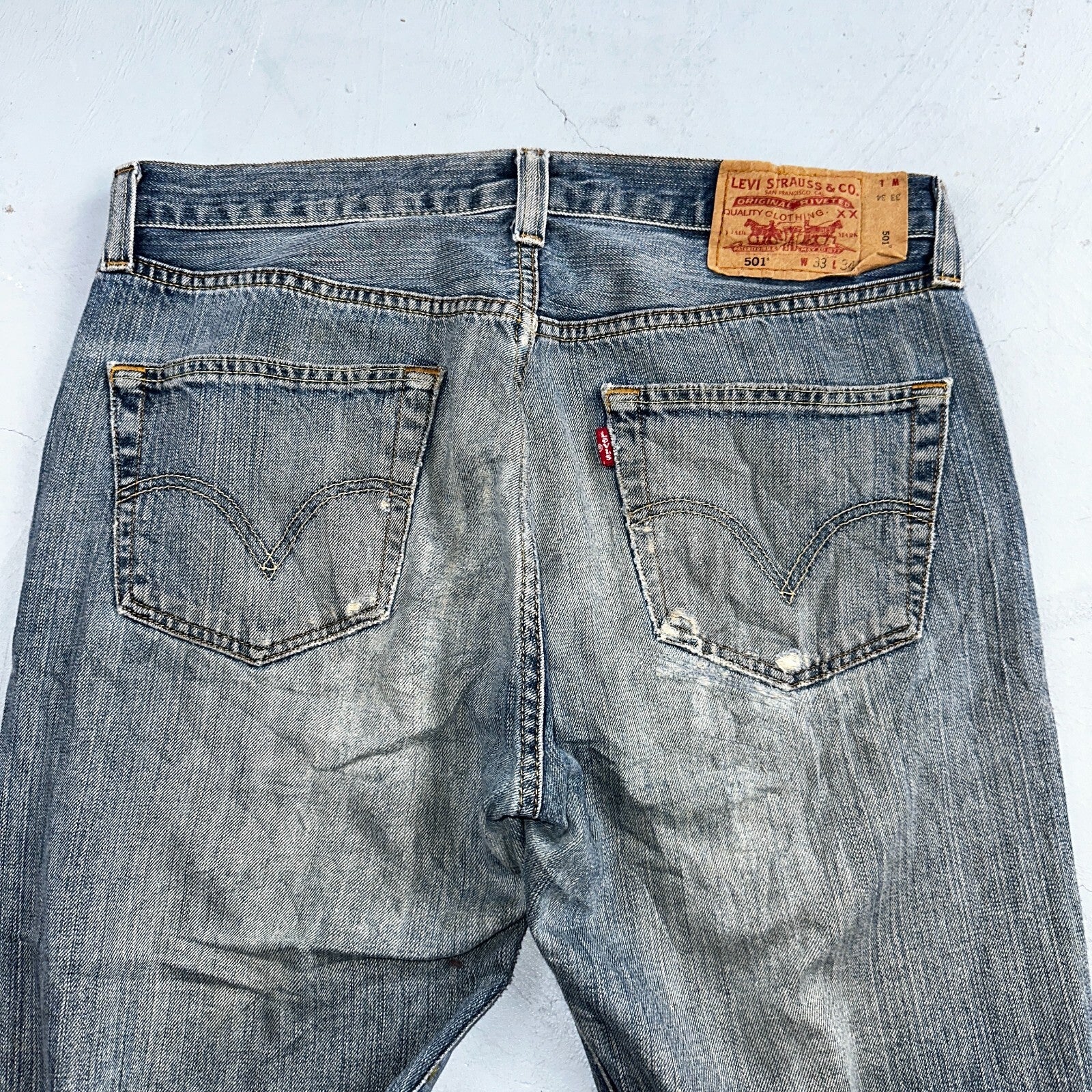 Levis 501 Vintage Y2K XX Straight Leg Jeans Blue Med Wash 33x34 Act 33x33