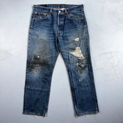 Levis 501 Vintage 90s XX Straight Leg Mexico Jeans 34x30 Thrashed Act 33x28