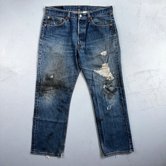 Levis 501 Vintage 90s XX Straight Leg Mexico Jeans 34x30 Thrashed Act 33x28