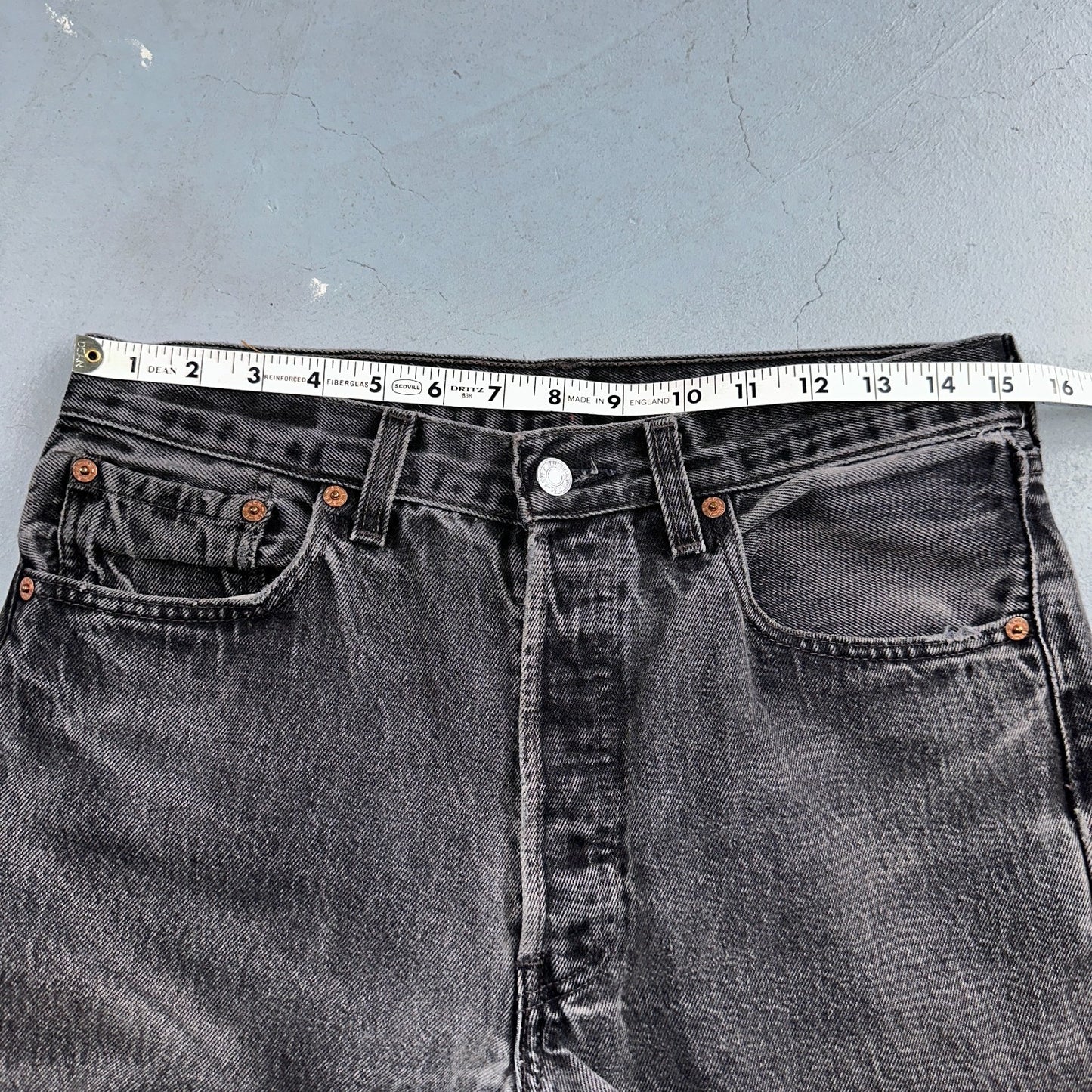 Levis 501 Vintage 90s USA XX Straight Leg Jeans Black Light Wash 32x36 Act 30x27