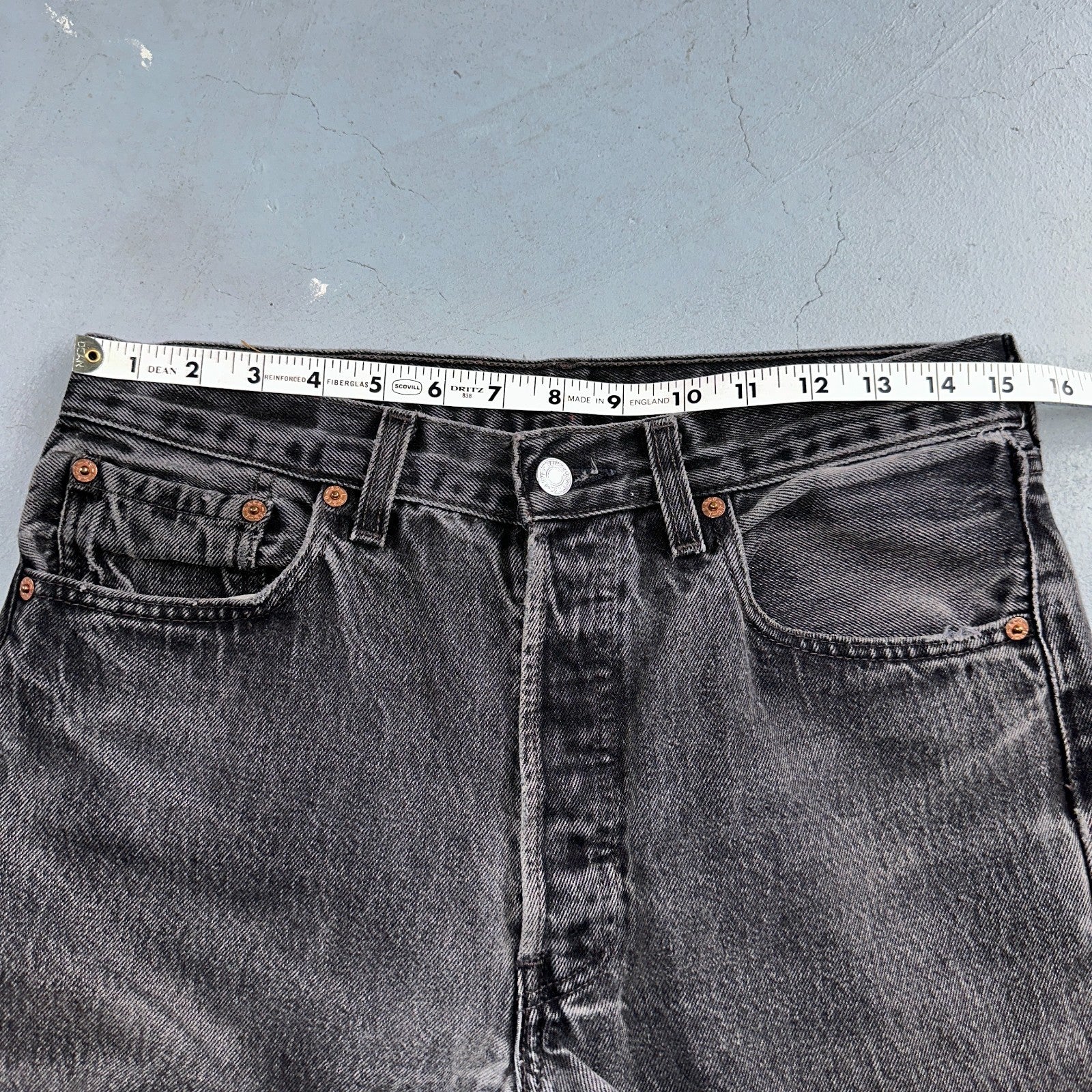 Levis 501 Vintage 90s USA XX Straight Leg Jeans Black Light Wash 32x36 Act 30x27