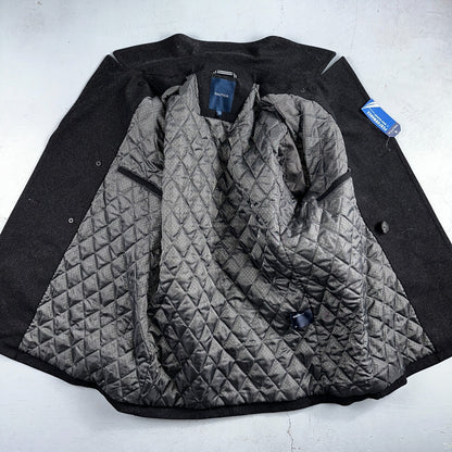 Nautica Men's Size L Double Breasted Wool Blend Collar Peacoat Black NWT $250