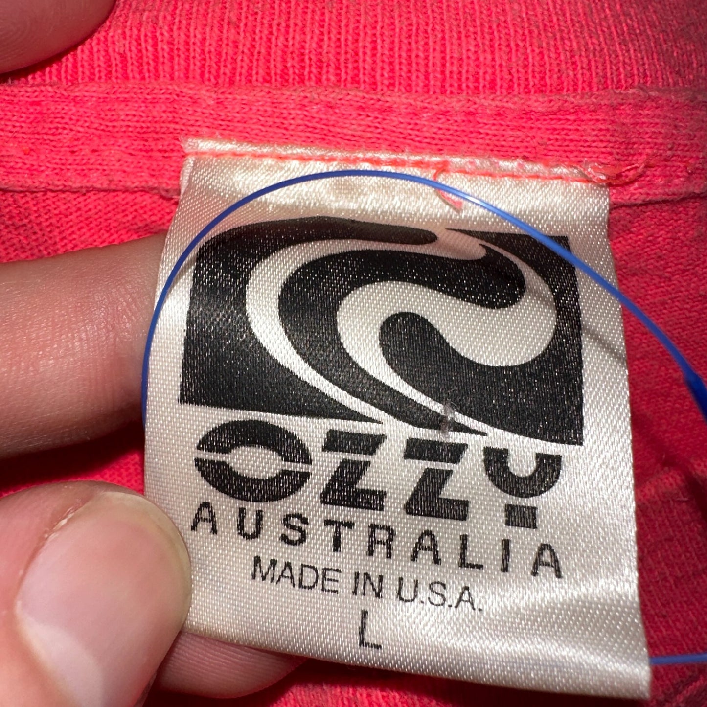 VTG 90s Ozzy Australia Single Stitch T-Shirt Men's Large Neon Pink Surf USA Rare