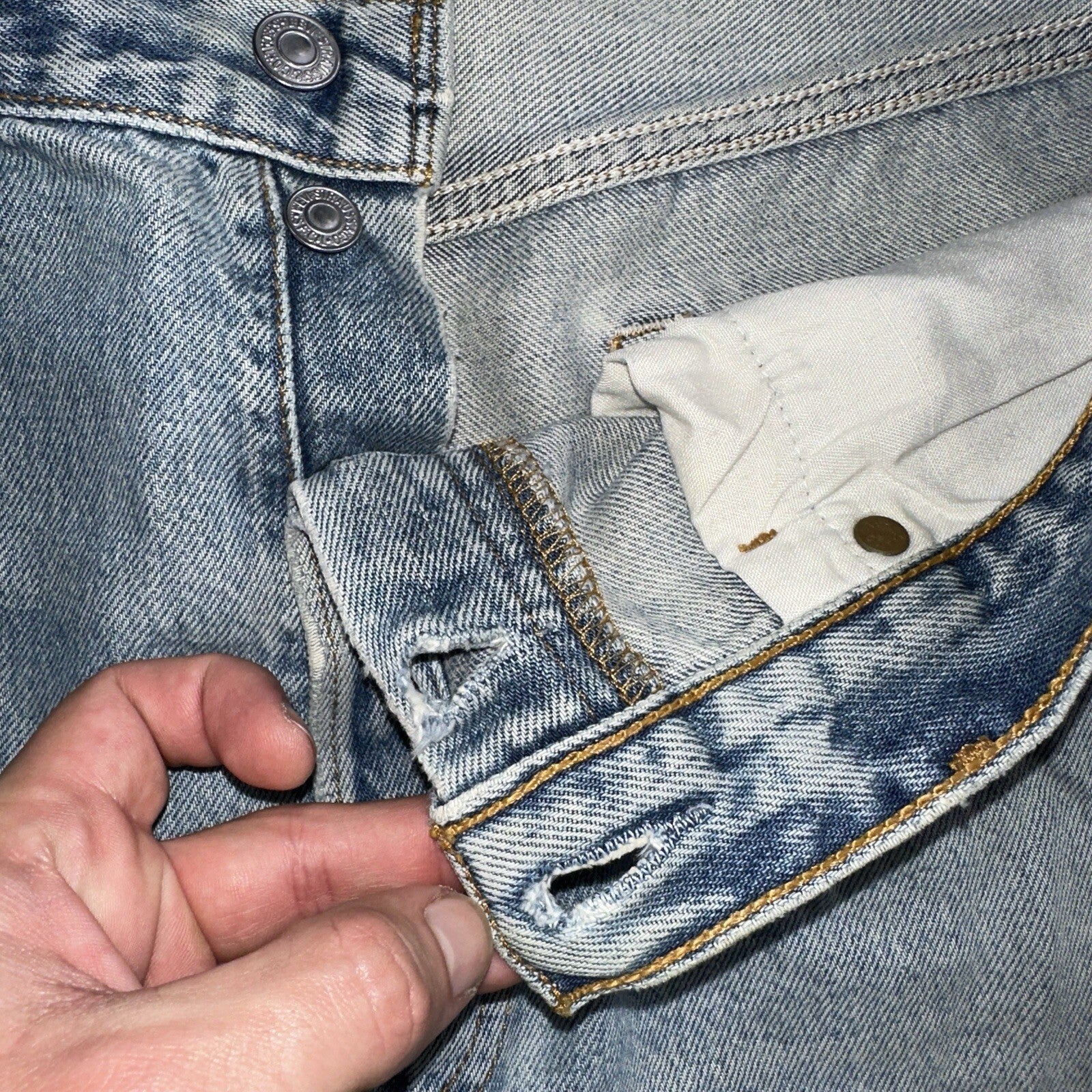 Levis 501 Vintage 90s Mexico Straight Leg Jeans 34x32 Y2K Light Wash Act 33x27