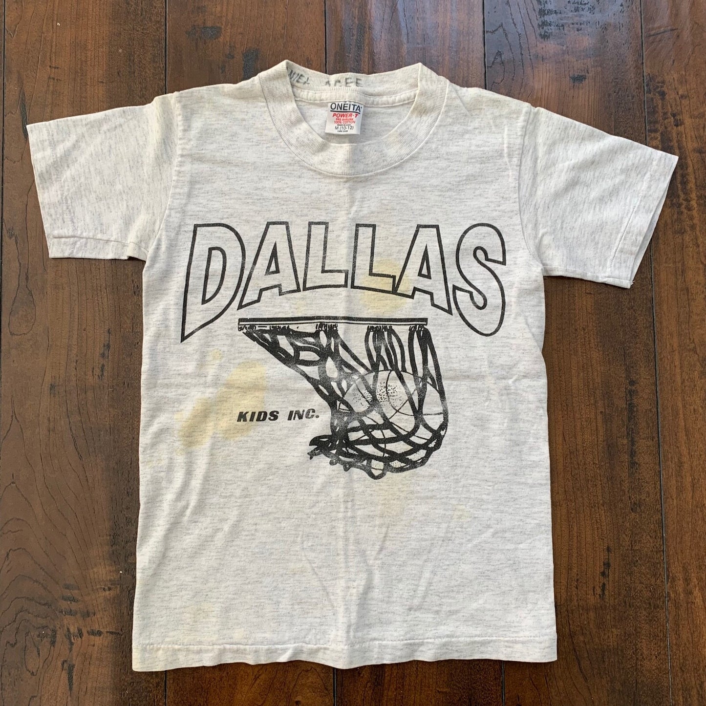 Oneita Boys Dallas Vintage T Shirt Basketball Sports Oregon Medium Gray 90s