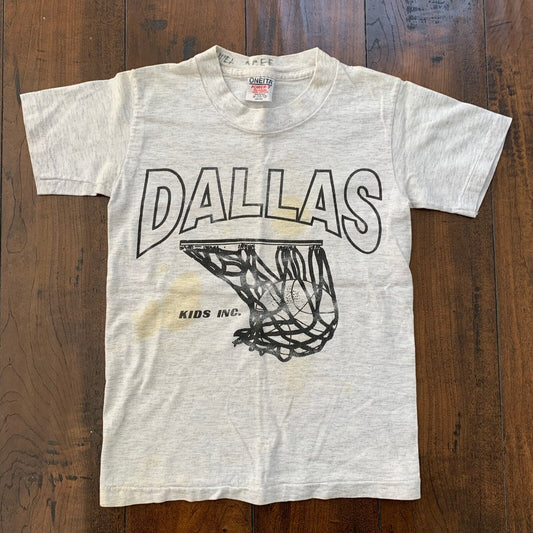 Oneita Boys Dallas Vintage T Shirt Basketball Sports Oregon Medium Gray 90s