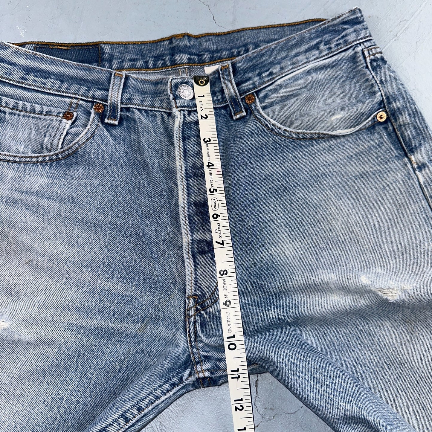 Levis 501 Vintage 90s Mexico Straight Leg Jeans Blue Light Wash 33x36 Act 31x32