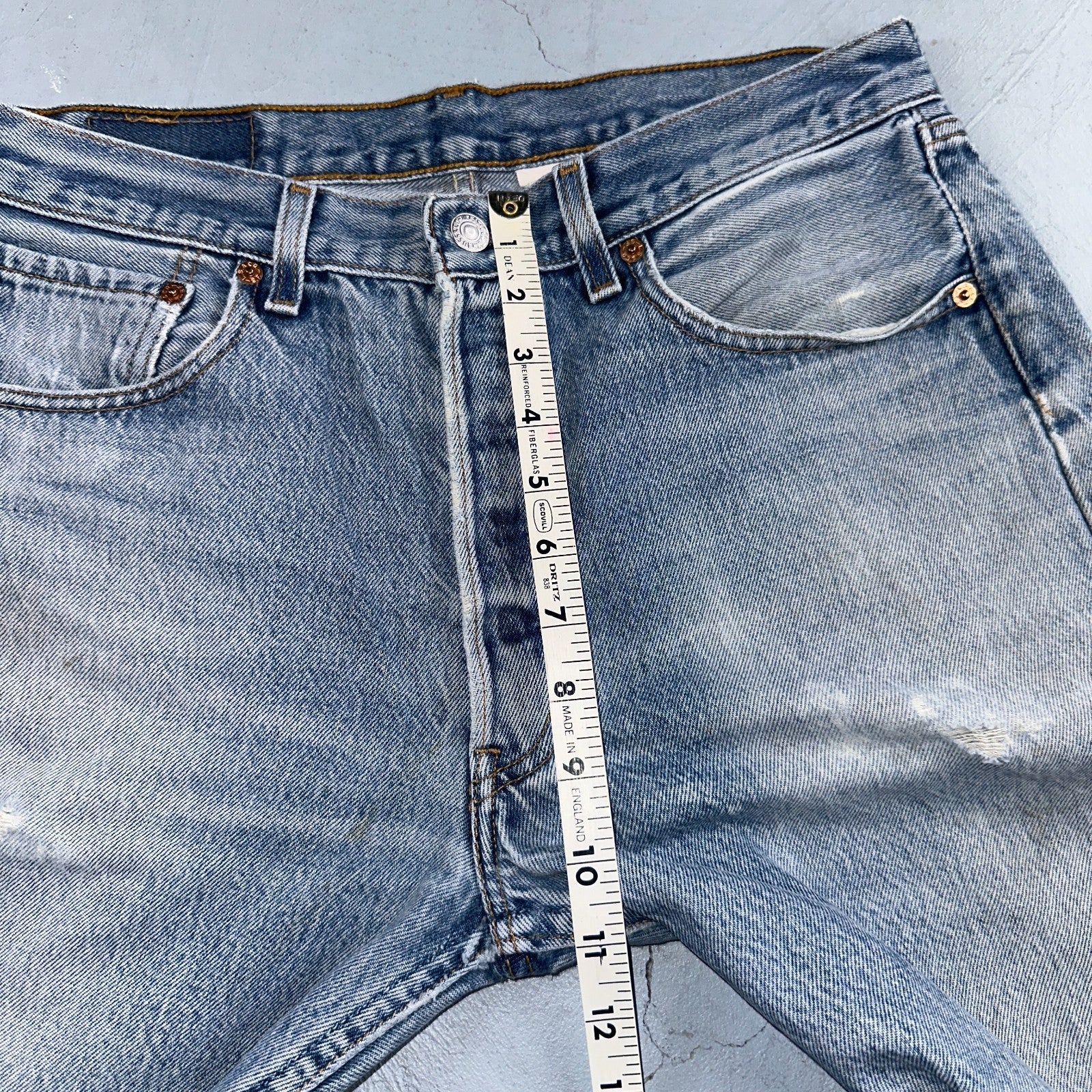 Levis 501 Vintage 90s Mexico Straight Leg Jeans Blue Light Wash 33x36 Act 31x32