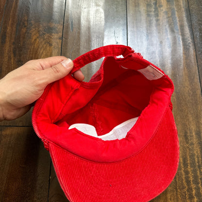 ABC Sports Corduroy Red VTG Hat Cap Snapback 80s TV Television Basketball