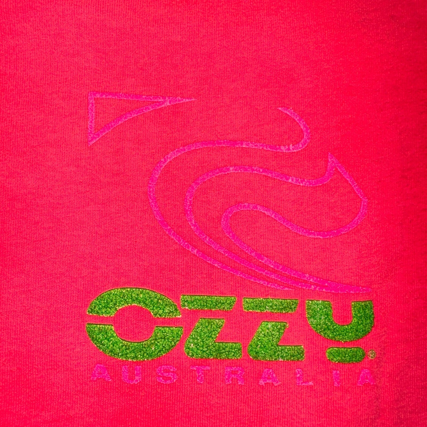 VTG 90s Ozzy Australia Single Stitch T-Shirt Men's Large Neon Pink Surf USA Rare