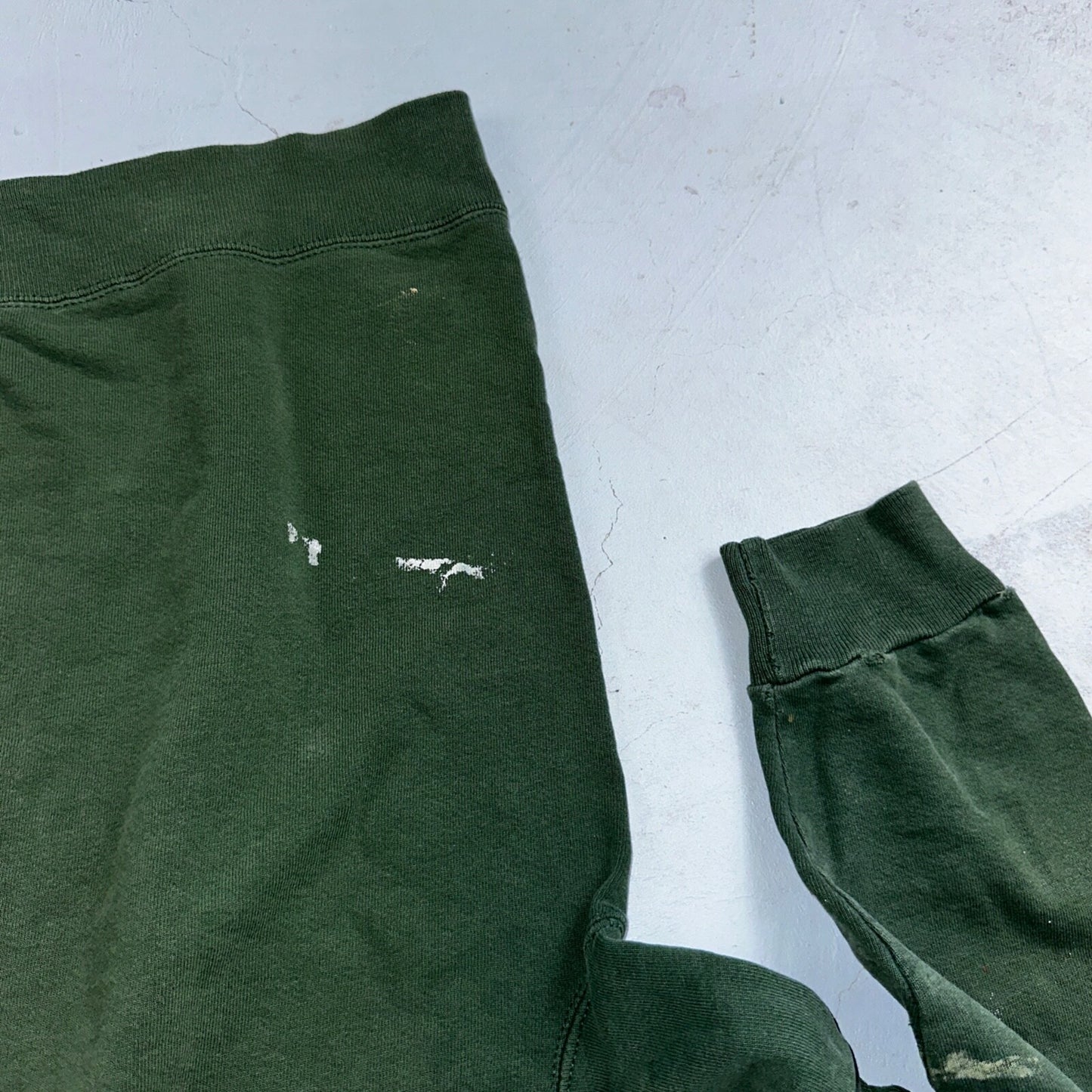 Champion 90s USA Sweatshirt VTG Crewneck Green Thrashed Paint Stained Large