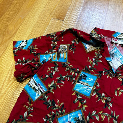 VTG Hilo Hattie Hawaiian Original Shirt Mens M Palms Tropical Floral Hawaii USA