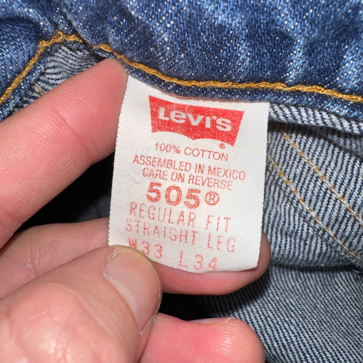 Levis 505 Vintage 90s Orange Tab Jeans Blue Med 501 Wash 33x34 Act 31x33