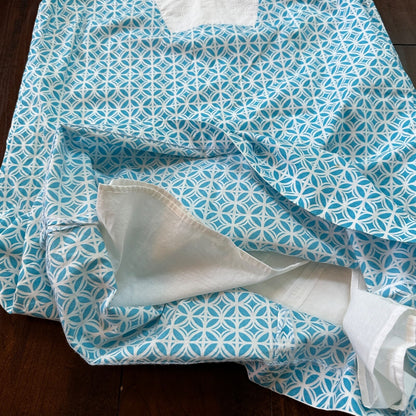 Pendleton Blue & White Sleeveless Dress Size 12 Summer Cute Pattern VTG Style