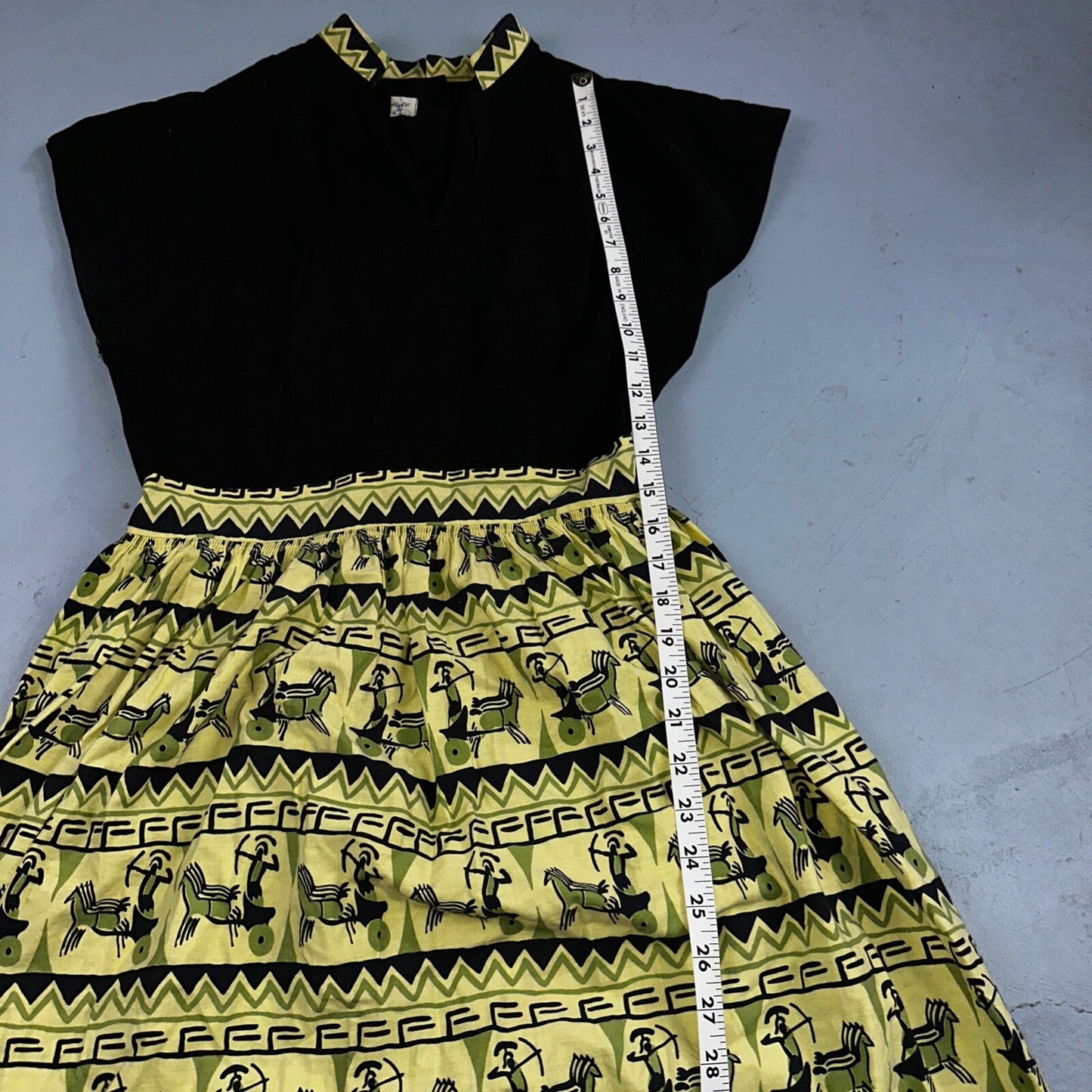 Vtg 40s 50s Day Dress Fit Flare Rockabilly Novelty Rick Rack Trudy Hall 15