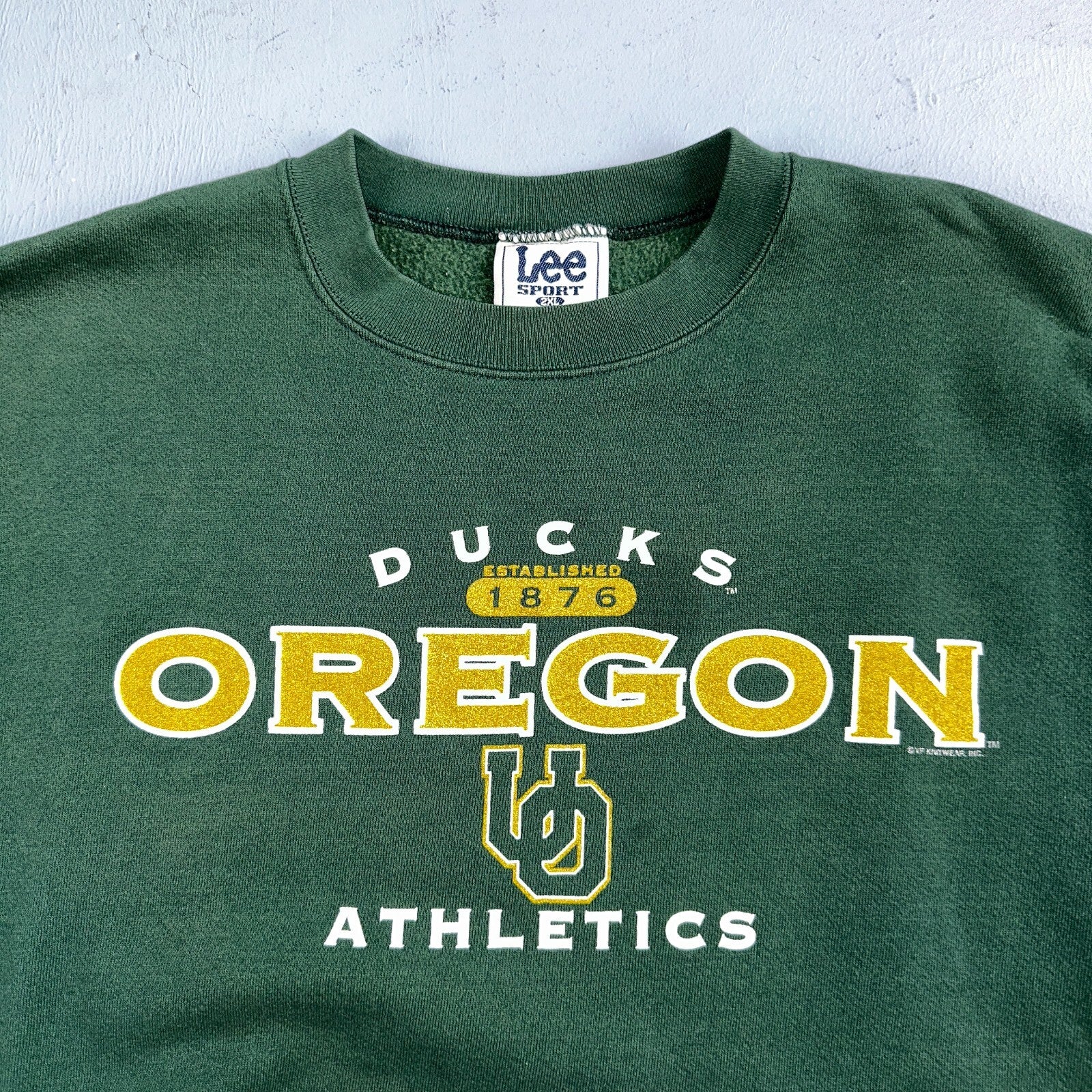 Oregon Ducks LEE 2XL UO Sweatshirt 90s VTG Crewneck Pacific USA College Green