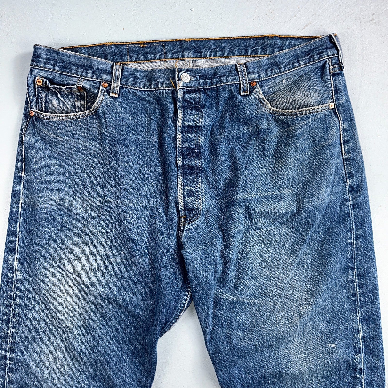 Levis 501 Vintage 90s USA XX Straight Leg Jeans Blue Med Wash 44x32 Act 40x28