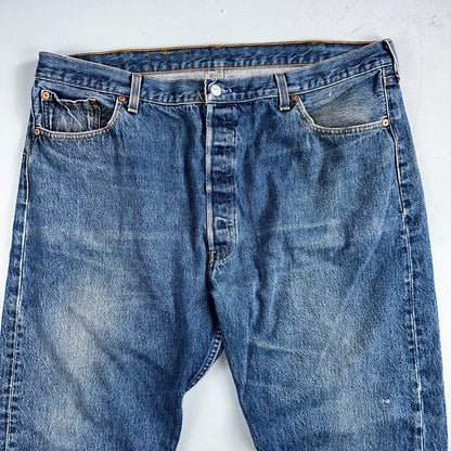 Levis 501 Vintage 90s USA XX Straight Leg Jeans Blue Med Wash 44x32 Act 40x28